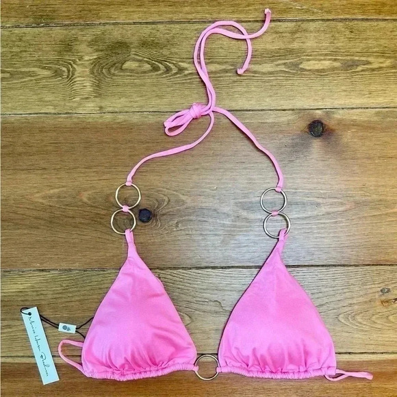 Monica Hansen Beachwear "Icon" Top with Rings - Pink | Large - Picture 2 of 5